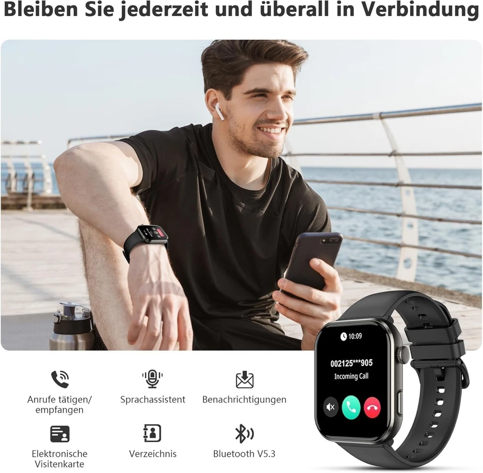 Smartwatch Uomo con Funzione Telefono 1,96" Always-on Display IP68 Impermeabile - Immagine 3 di 4