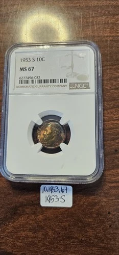 1953-S Roosevelt Silver Dollar NGC MS67 Monster Rainbow Toning Free Shipping