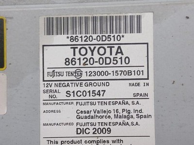 861200D510 audio system TOYOTA YARIS KSP9 SCP9 NLP9 2008 219472
