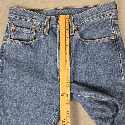 Levis Jeans Womens 26x30 501 S Blue Med Wash Button Fly Premium Straight Big E - Picture 11 of 14