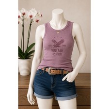 Hippie Rose Mauve Eagle Vintage US Tour Ribbed Tank Top Small NEW