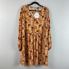 Rusttydustty Boho Plus Size Printed V-Neck Balloon Sleeve Mini Dress 4XL Floral