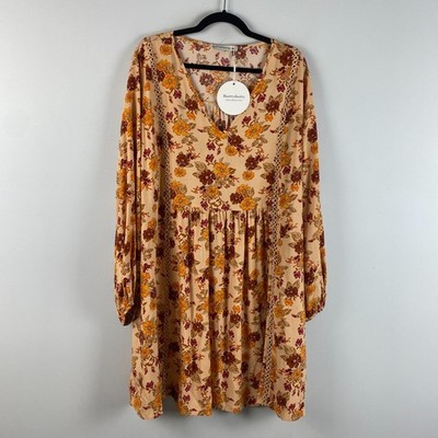 Rusttydustty Boho Plus Size Printed V-Neck Balloon Sleeve Mini Dress 4XL  Floral | eBay