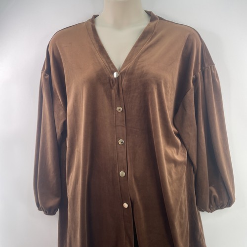 LMF Velvet Co-ord Blouse and Wide Leg Pants Set 2Pcs, One Size, Brown - Picture 5 of 22
