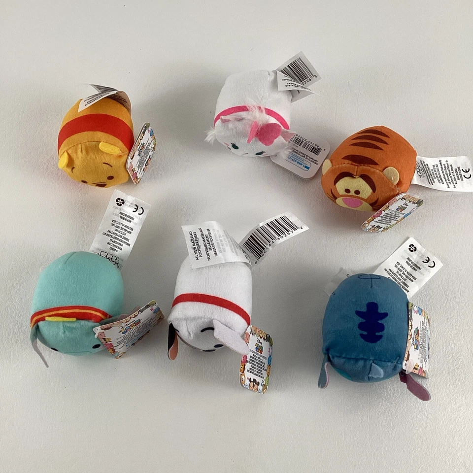 Disney Tsum Tsums Mini Plush Stuffed Toy 6pc Lot Pooh Tigger Stitch Dumbo w TAGS - Image 3 of 4