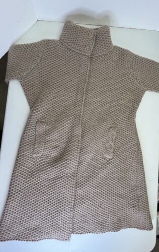 MANTOVANI STUDIO Italian Wool Cashmere Long Sweater Coat Dress Cardigan Large - Picture 2 of 15