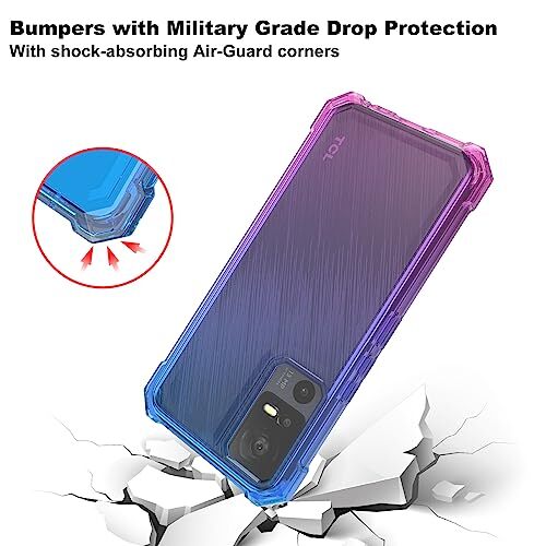 TCL 40XE 5G Case with Air-Guard Corners in Blue Pink 02