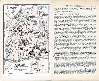60 Beauvais 1907 pt. city map + guide (18 p.) Méru Creil Mouy Conty Gisors 