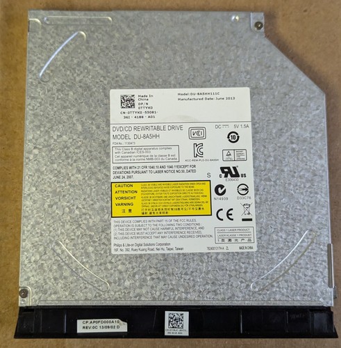 OEM Dell Laptop DVD CD-RW Optical Drive (Model #DU-8A5LH - Dell P/N ...