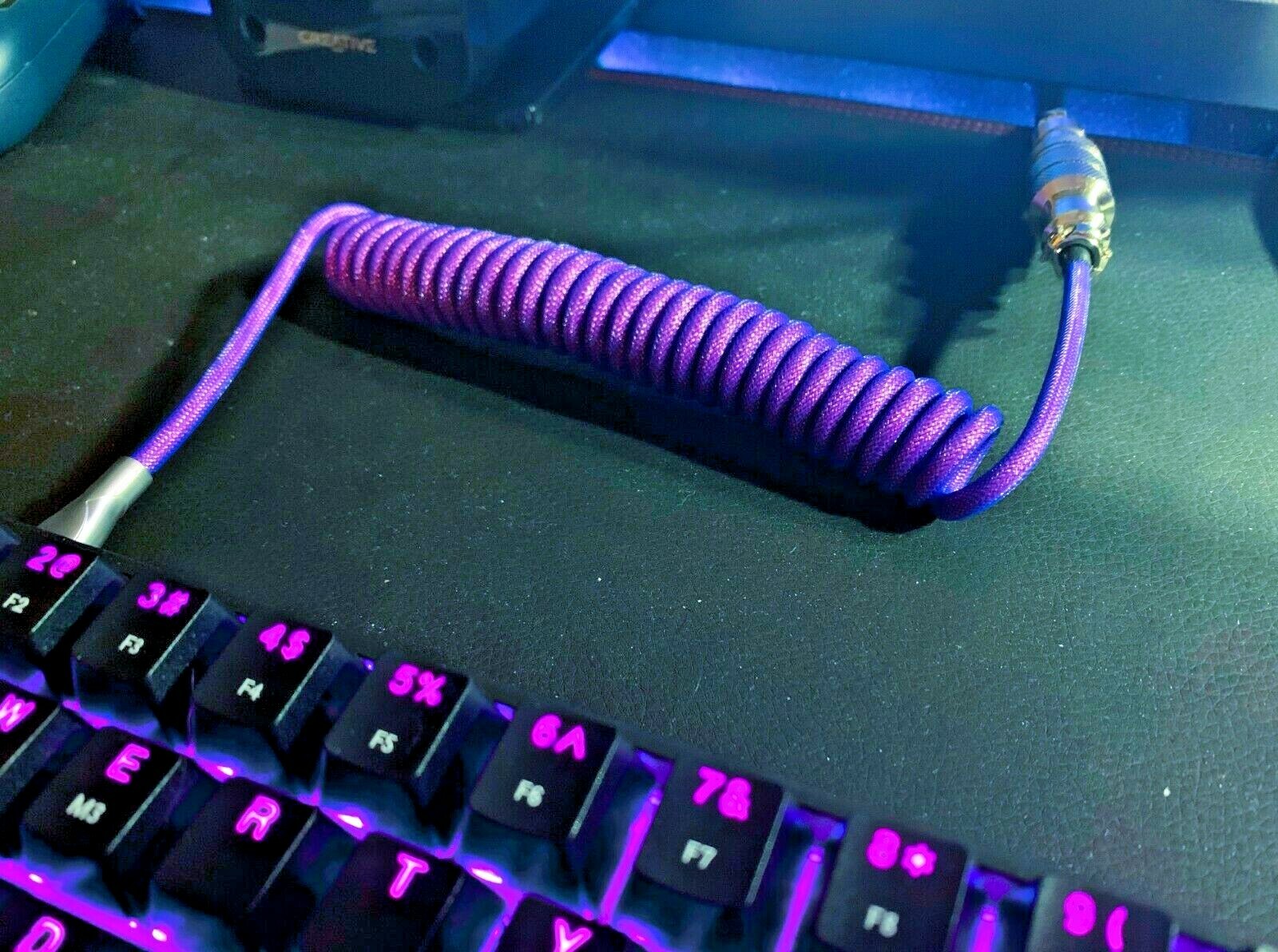 Keyboard Braided Cord Wire USB Type C Coiled Cable Gx16 Aviation