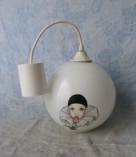 #Luminaire Vintage# Plafonnier globe / Pierrot avec rose