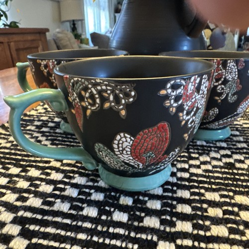 3 Colorful Unique Mosaic Flowers Decorated Tea Coffee Cup World Market ceramic - Picture 6 of 11