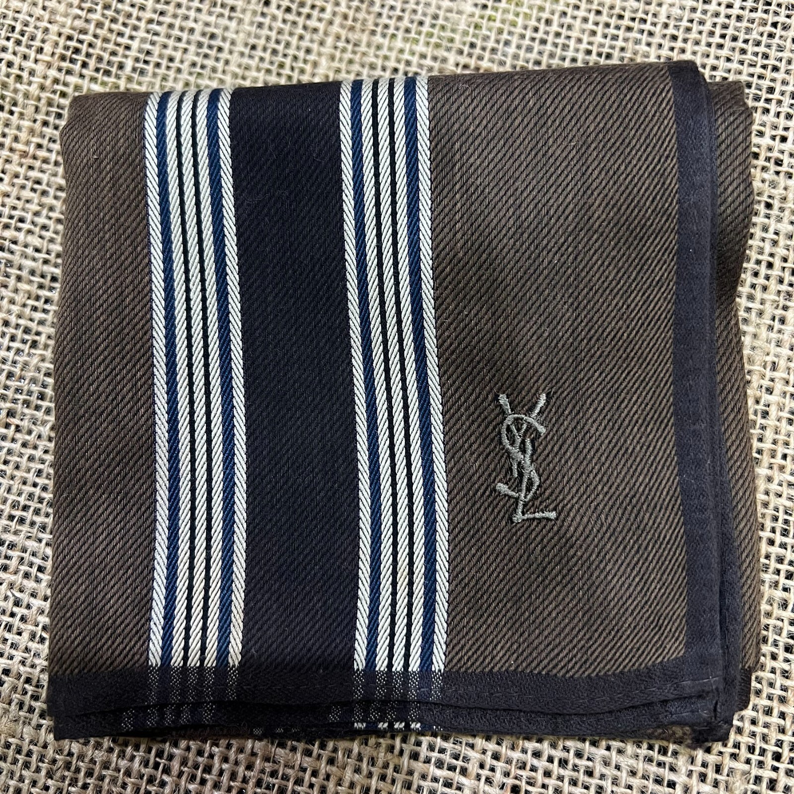 Art Choco Brown Classic Striped Vintage Cotton Pocket Square 18