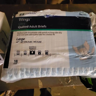 Covidien Wings Plus QUILTED Adult Briefs Size Large 45'' - 58'' 18 count #77074