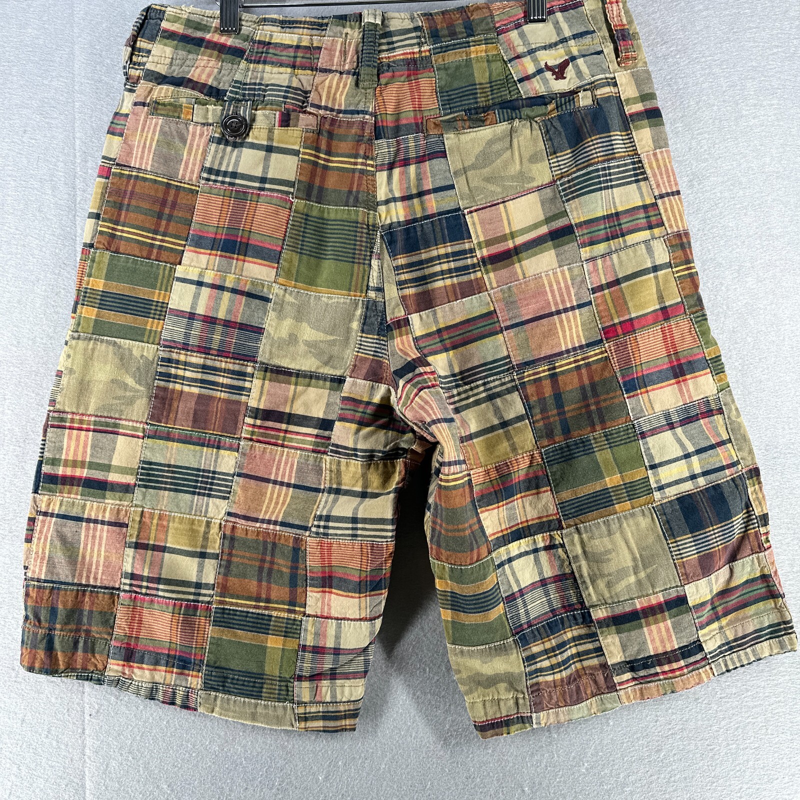 American Eagle Mens Patchwork Shorts 33 Green Lon… - image 13