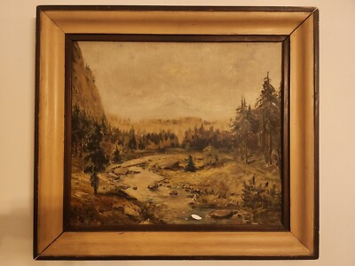 Painting,Landscape,Forest,Framed,Signed,1946