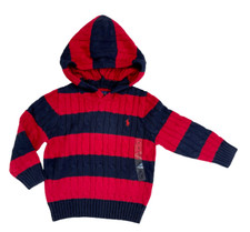 Polo Ralph Lauren Boys Rugby Hoodie Sweatshirt Striped Navy Red