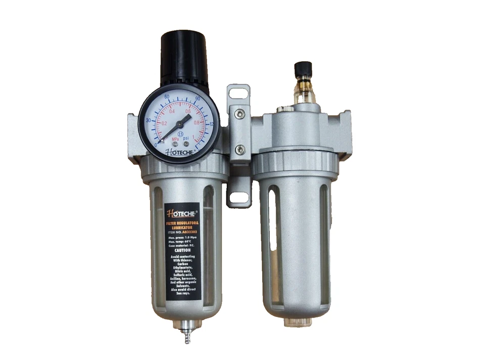 HOTECHE A832302 Air Filter Regulator Lubricator 1/4" NPT With Gauge - Image 2 of 4