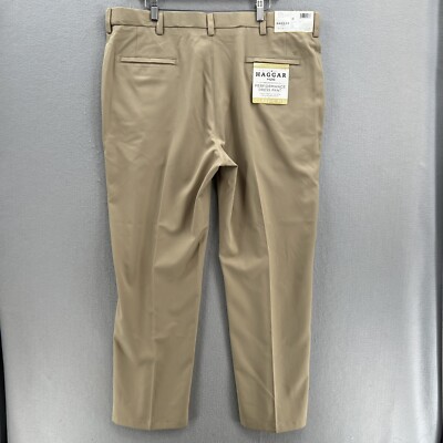 Haggar Performance Dress Pants Men's 40 x 30 Khaki Classic Fit No Iron  4-Way Str | eBay