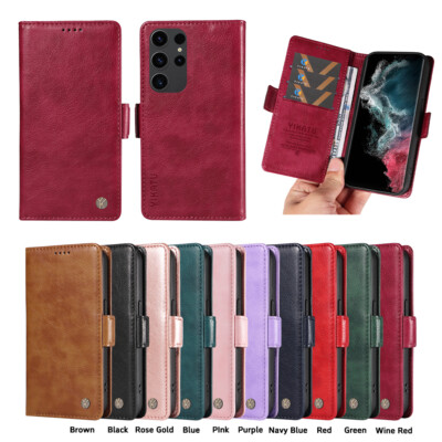 Magnetic Leather Flip Wallet Phone Case Cover Fr Samsung S24Ultra S23 S22 S21 S7