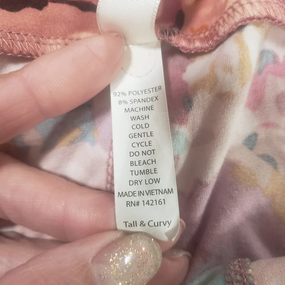 Leggings LuLaRoe altos y curvilíneos para mujer multicolor florales tiro alto elásticos tobillo Foto 4 de 4