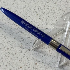 Reynolds Nebraska Grain Co Feed Fertilizer Blue Vintage Ballpoint Pen #20244