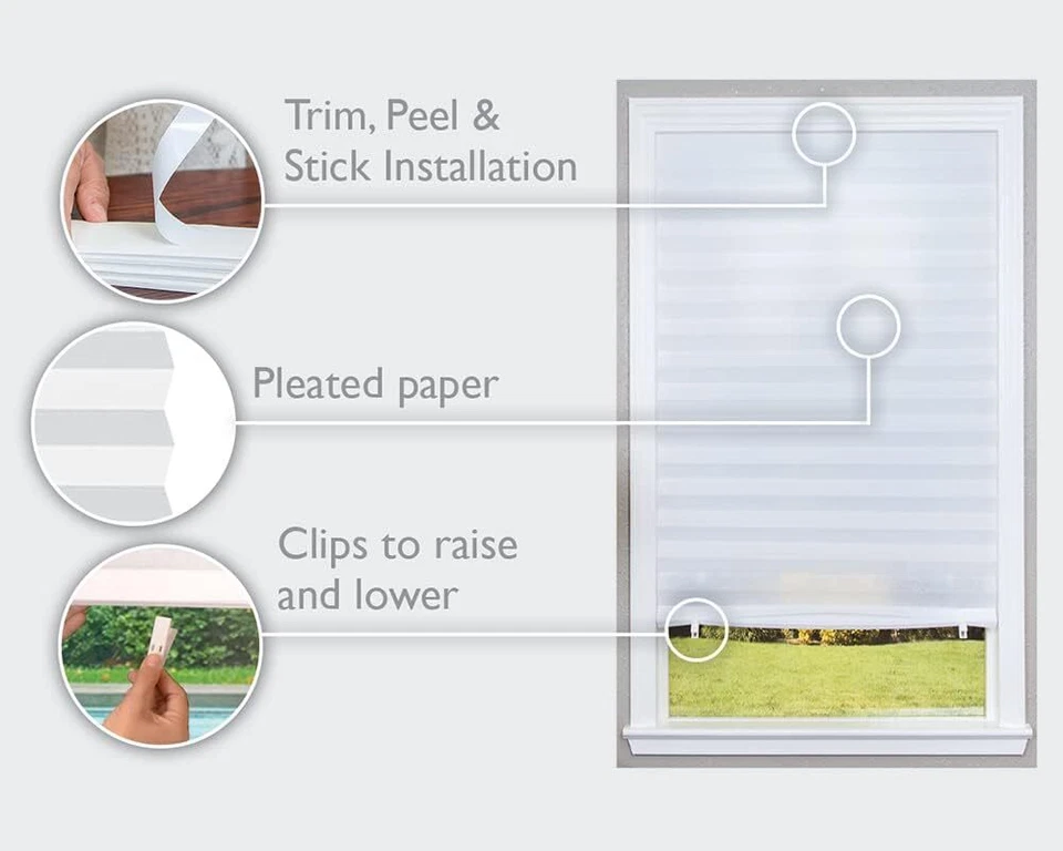 6 Pack Light Filtering Pleated Paper Shades Window Blinds Sun UV Block, 36"x72" - Image 2 of 4