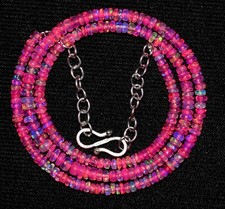 16 " Natürlich Äthiopische Pink Opal Wollo Feuer Edelstein Perlenkette S02474