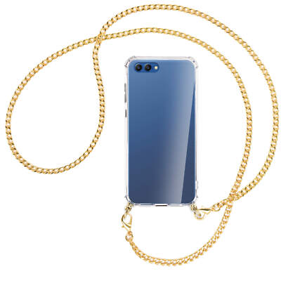 Handykette für Honor View 10 / V10 goldfarbene Kette (G) Hülle mit Band Kordel