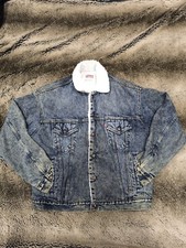 Vintage Levi’s Sherpa Lined Trucker Jean Jacket Size M Acid Wash USA Made