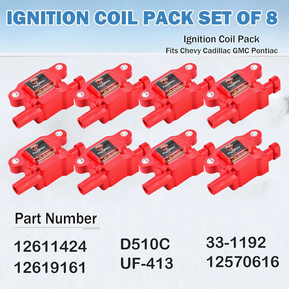 8 bobinas de encendido de alto rendimiento y cables de bujía para Chevy GMC 5,3 L 6,2 L UF413 Foto 3 de 4