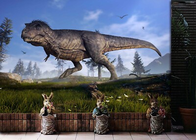 3D Grass Dinosaurs G3042 Wallpaper Wall Murals Removable Self-adhesive Honey