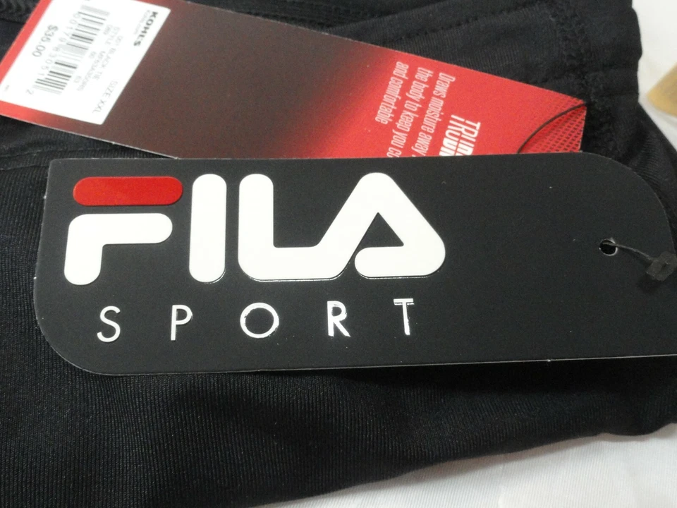 Men's FILA SPORTS RUNNING PANTS, Long Leg, Black Tie, XXL Moisture Wicking, NWT - Image 3 of 4