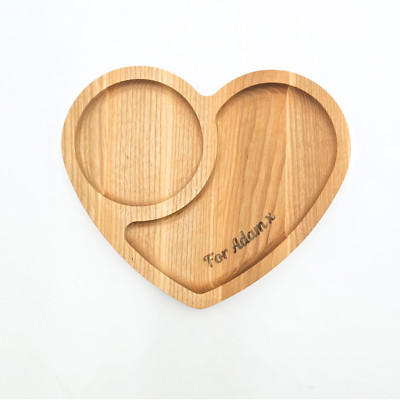 Personalisiertes Tee- und Kekstablett aus Holz in Herzform Geburtstag Geschenk mit Gravur