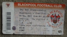 2013-14 Blackpool v Charlton  - Championship  - Ticket Stub