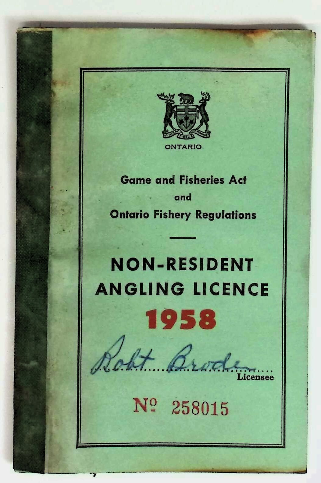 1958 ontario fishing license non resident regulations booklet ebay
