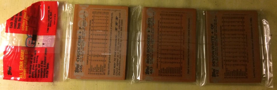 Pacote 1988 Cal Ripken Joaquin Andujar Sid Bream Chuck Crim Rod Booker Devon Branco - Imagem 2 de 2