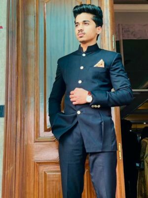Mens Blue Jodhpuri Wedding Suit Piece Slim Fit Suit Evening