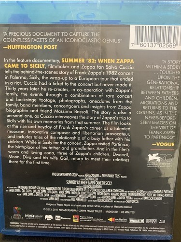 FRANK ZAPPA Summer '82: When Zappa Came To Sicily Blu-ray *SEALED* - Picture 2 of 2