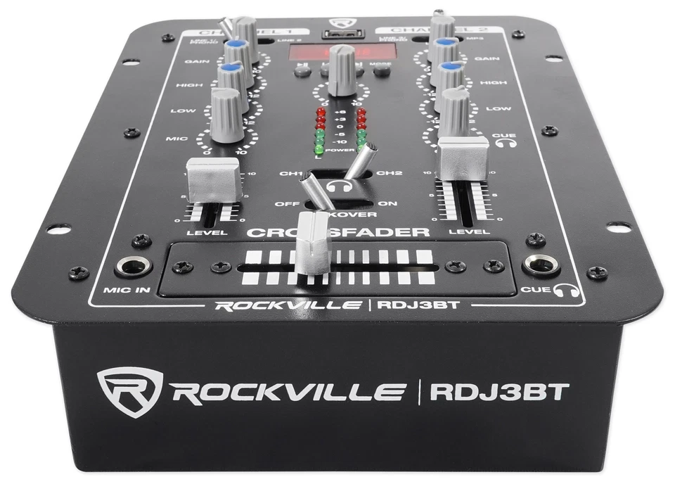 Rockville RDJ3BT 2 Channel DJ Mixer with USB, Bluetooth, Talkover, 4 Line Inputs - Image 3 of 4
