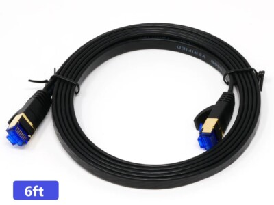 CAT 7 High-Speed Ethernet Cable - Black, Flat