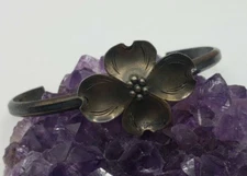 NYE STERLING SILVER DOGWOOD FLOWERE CUFF BRACELET