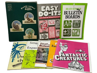 Vintage Classroom Activities Lot Finger Puppets Experiments Teacher Guide Books