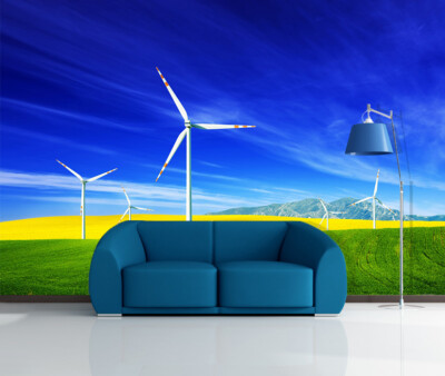 3D Windmill Grassland G8875 Wallpaper Wall Murals Removable Self-adhesive Honey