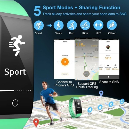 Fitness Tracker with Heart Rate Monitor Mpow H2 Smart Bracelet Pedometer with St - Picture 2 of 7