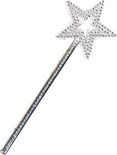 Star Wand, 13 Inches Silver Fairy Princess Angel Wand Magic Fairy Wands Sticks f