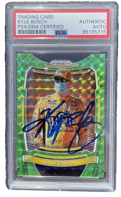 PSA / DNA KYLE BUSCH SIGNED AUTOGRAPH 2021 NASCAR GREEN REACTIVE