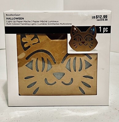 Light Up Paper Mache Halloween Cat Kit Recollections New Multi Colored Twinkling