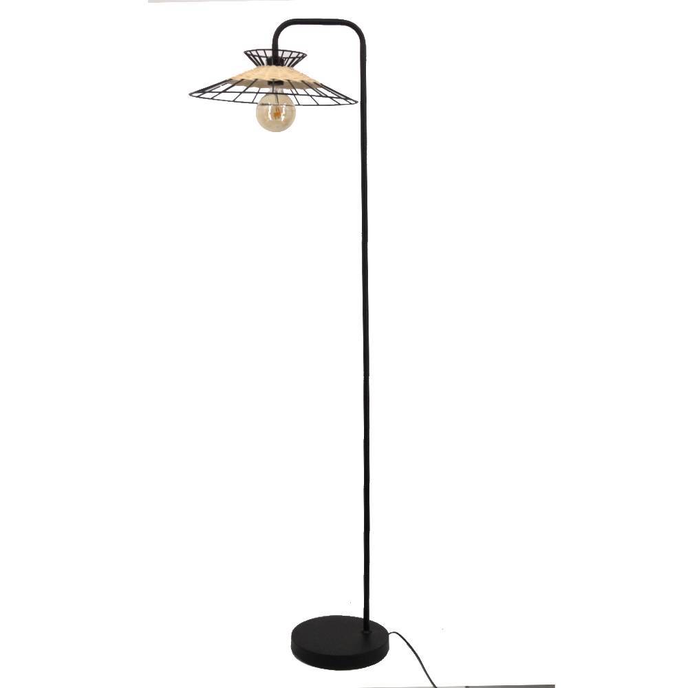 Lampadaire de salon rotin naturel Manille grand luminaire sur pied LED