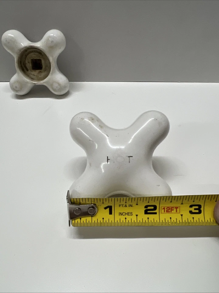Vintage Porcelain Hot And Cold Bathroom Cross Handle Tub Knobs - Image 4 of 4